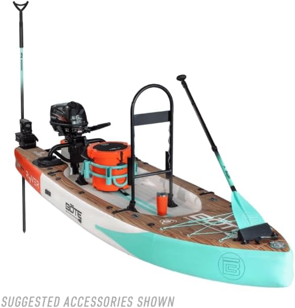 BOTE Rover Aero 12 FT 6 in Inflatable Micro Skiff, Blow up SUP for Adults Kids Family Friendly, APEX Pedal Drive & HP Motor Compatible Multiple Colors