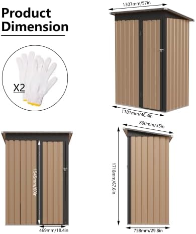 4 * 2 FT Metal Garden Storage Sheds for Patio Backyard Tools House Storage Waterproof Garden Tool Storage Sheds (4.27 x2.43 FT)