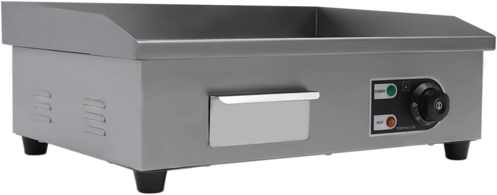 22' Commercial Electric Griddle Countertop Flat Top Griddle Stainless Steel Hibachi Teppanyaki Grill BBQ Plate 122-572℉ Adjustable Temp Control for Restaurant Kitchen,110V (1600W-1)
