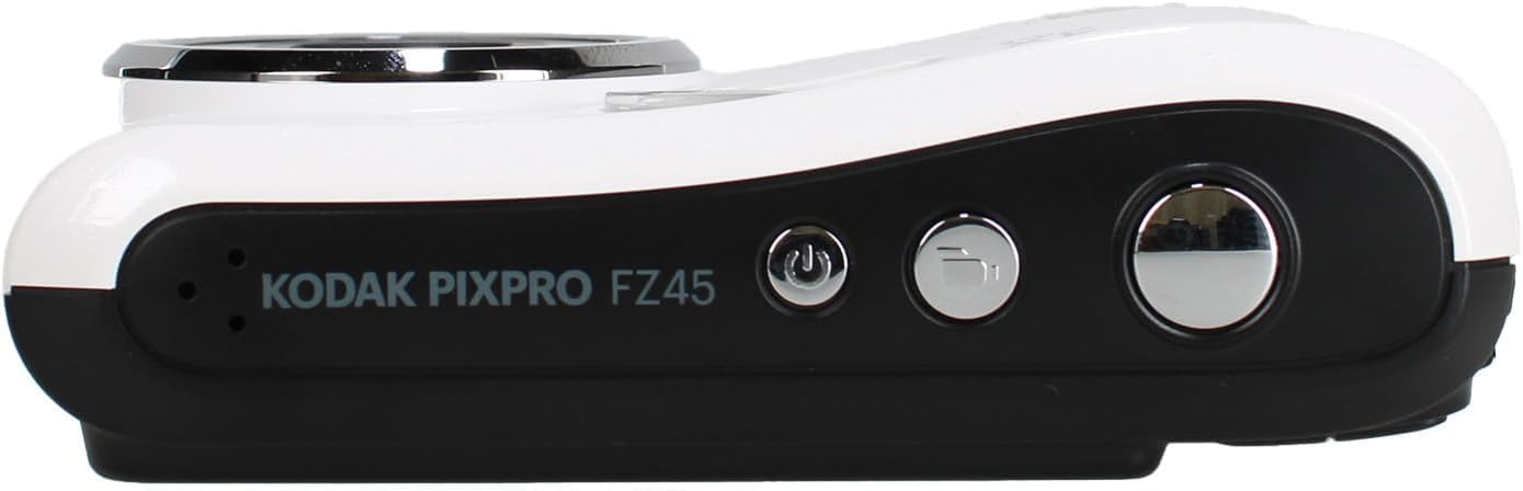 KODAK PIXPRO FZ45 16MP CMOS Sensor Digital Camera 5X Optical Zoom with Sunshine Photo Microfiber Cleaning Cloth (Advanced Bundle, White)