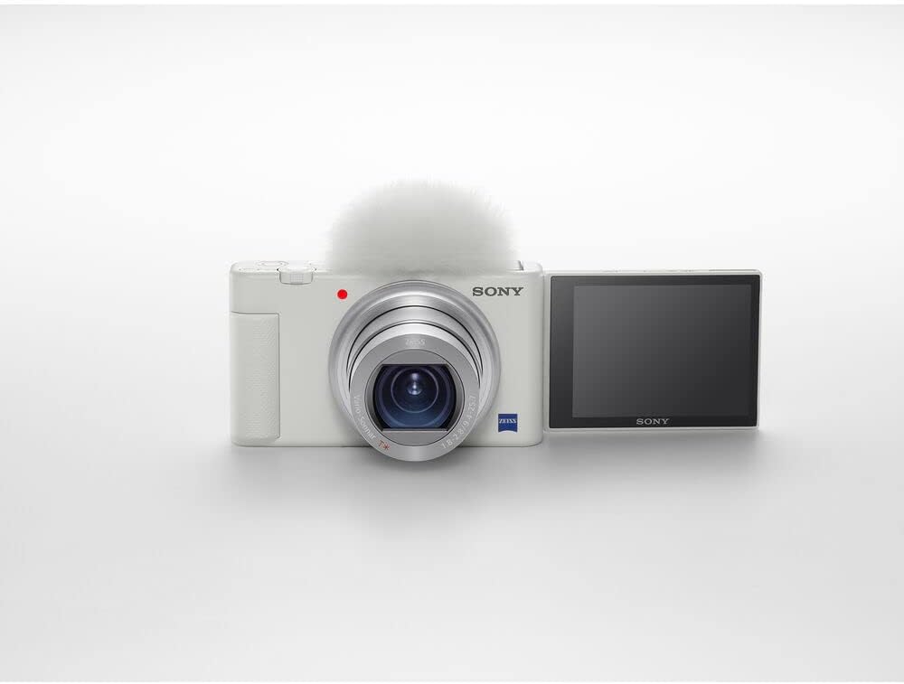 Sony ZV-1 Digital Camera (White) (DCZV1/W) + 64GB Memory Card + Card Reader + Deluxe Soft Bag + Flex Tripod + Memory Wallet + Cleaning Kit (Renewed)