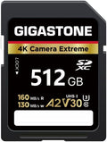 【5-Years Data Recovery】 GIGASTONE 512GB SD Card, 4K Camera Extreme, A2 V30 U3 C10 SDXC Memory Card High Speed, Compatible with Canon Kodak Olympus Digital Camera