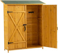 Outdoor Storage Cabinet- Garden Storage Shed- Lockable Wooden Storage Sheds Organizer for Home, Yard, Outdoor 56'L x 19.5'W x 64'H (Natural + Solid Wood)