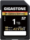 【5-Years Data Recovery】 GIGASTONE 1TB SD Card, 4K Camera Extreme, A2 V30 U3 C10 SDXC Memory Card High Speed, Compatible with Canon Kodak Olympus Digital Camera