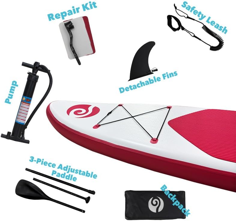 10'6'×32' Wide Inflatable Stand Up Paddle Board Fishing Paddle Board Yoga Board with Durable SUP Accessories & Carry Bag 2 Person Non-Slip Comfort Deck for Youth & Adults