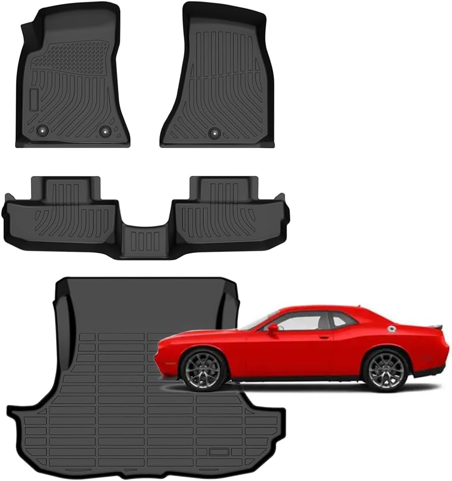 for Dodge Challenger RWD Floor Mats 2015-2023,Car Mats for Dodge Challenger RWD All Weather Floor Mats Cargo Floor Liner Accessories