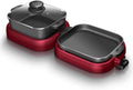 Indoor Korean Barbecue Grill Electric Teppanyaki Grill Table Hot BBQ Plate for Kitchen Dinner Party Camping Festival Cooking 3 (Color : Red)