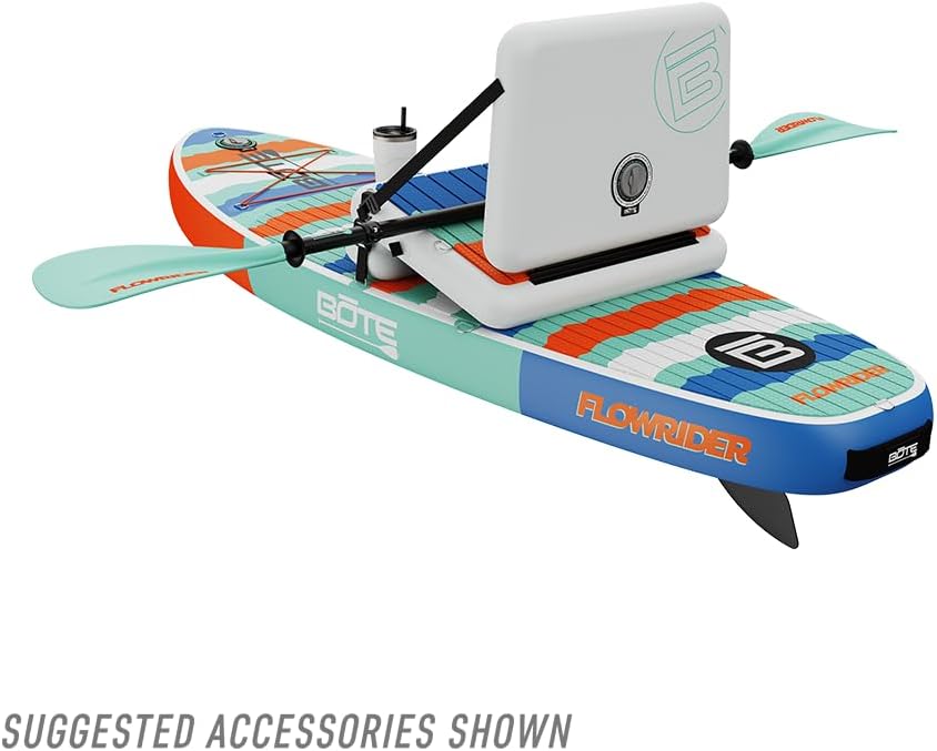 BOTE 8' FT Flow Rider Aero Inflatable Stand Up Paddle Board Hybrid Kayak Kit Includes Adjustable Aero SUP seat Adaptable Kayak iSUP Packable Paddle iSUP Travel Bag Blow Up Pump