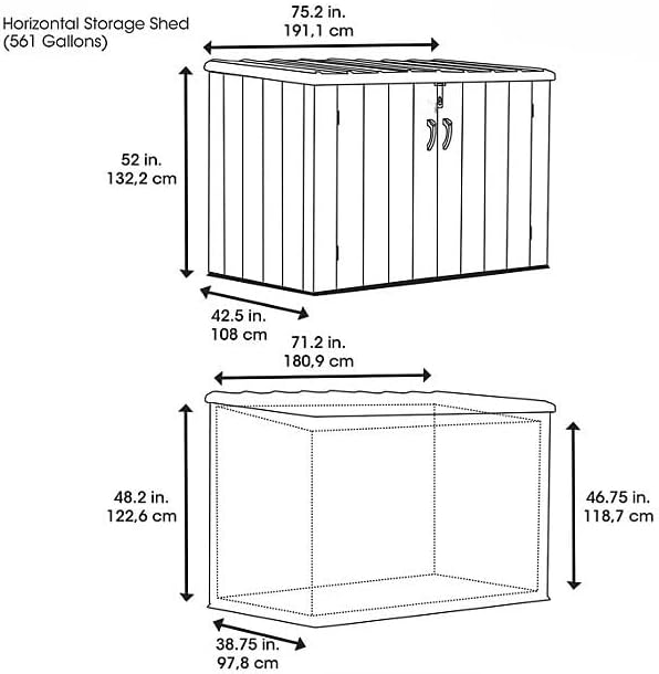 75 Cu. Ft. Horizontal Outdoor Storage Shed, Light Brown