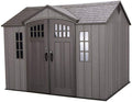 Lifetime 10 ft x 8 ft Outdoor Storage Shed – Heavy-Duty Resin Backyard Shed with Skylights, Windows, Steel-Reinforced Textured Walls