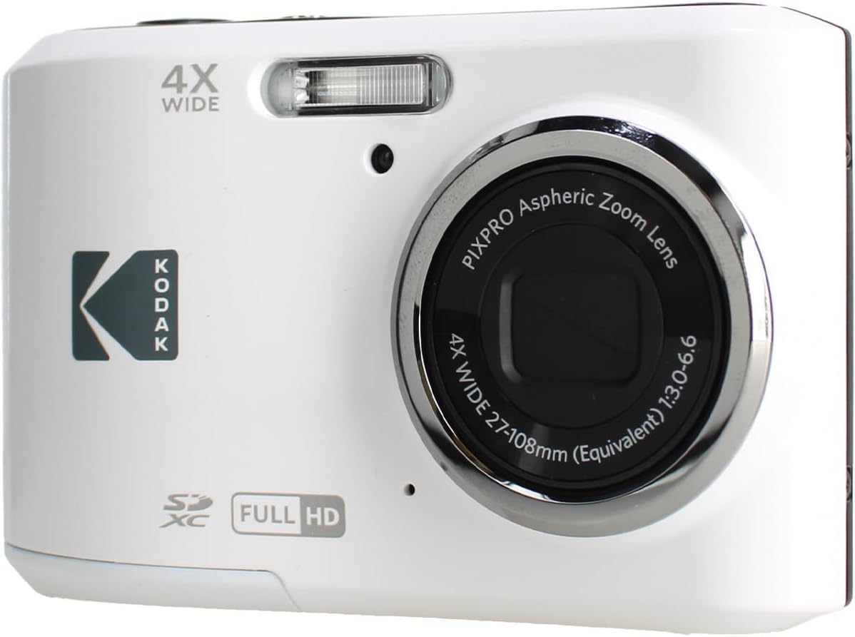 KODAK PIXPRO FZ45 16MP CMOS Sensor Digital Camera 5X Optical Zoom with Sunshine Photo Microfiber Cleaning Cloth (Advanced Bundle, White)