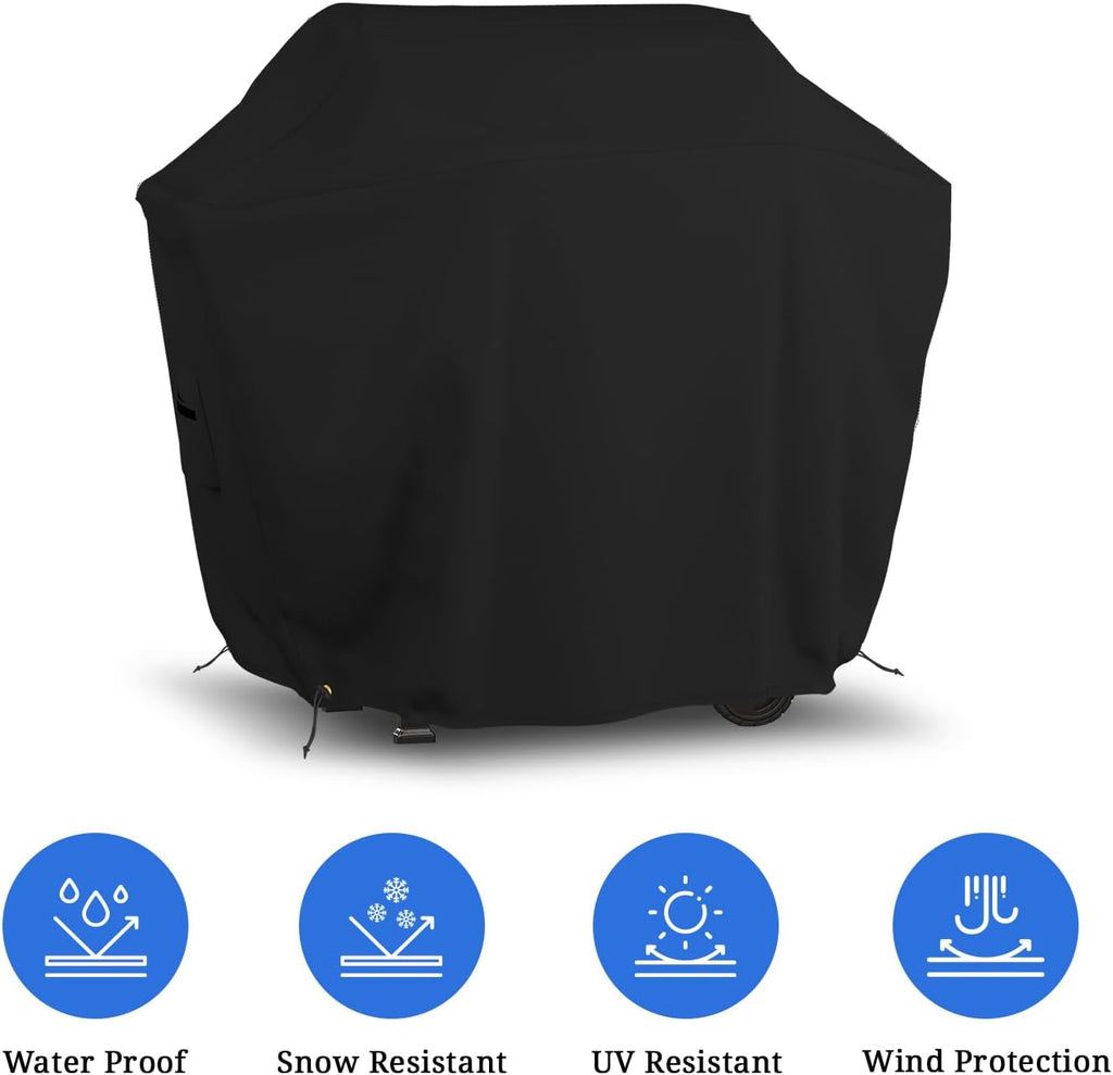 Covers & all BBQ Grill Cover, 12 Oz Waterproof UV & Weather Resistant, Outdoor Cover with Air Vents & Drawstrings (50' Inch, Black)