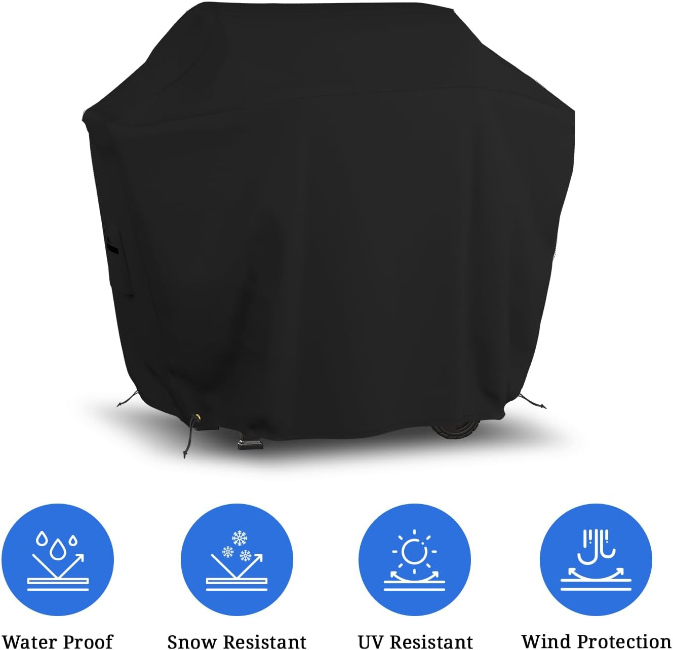 Covers & all BBQ Grill Cover, 12 Oz Waterproof UV & Weather Resistant, Outdoor Cover with Air Vents & Drawstrings (50' Inch, Black)
