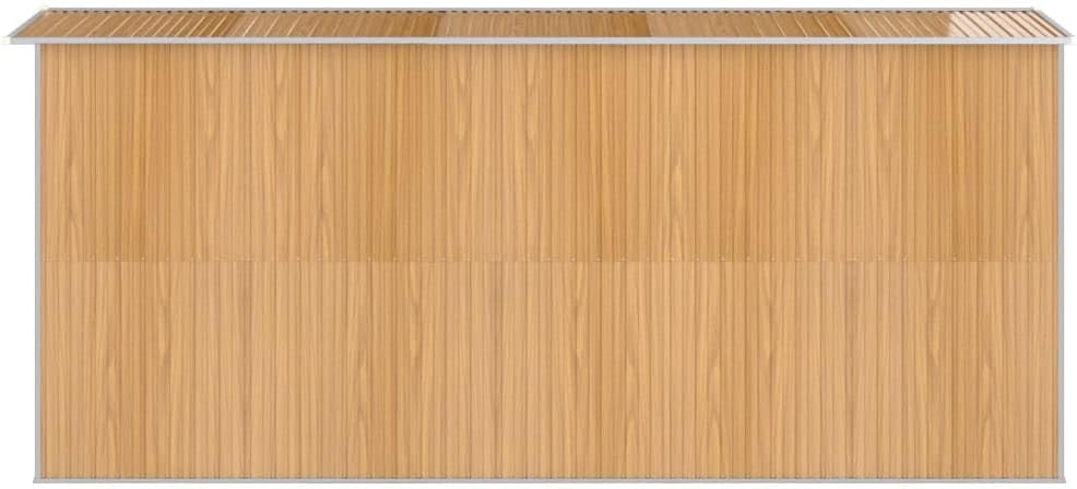 vidaXL Garden Shed Light Brown Galvanized Steel Large Garden Shed