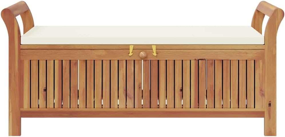 vidaXL Garden Storage Bench Cream White, Natural Wood