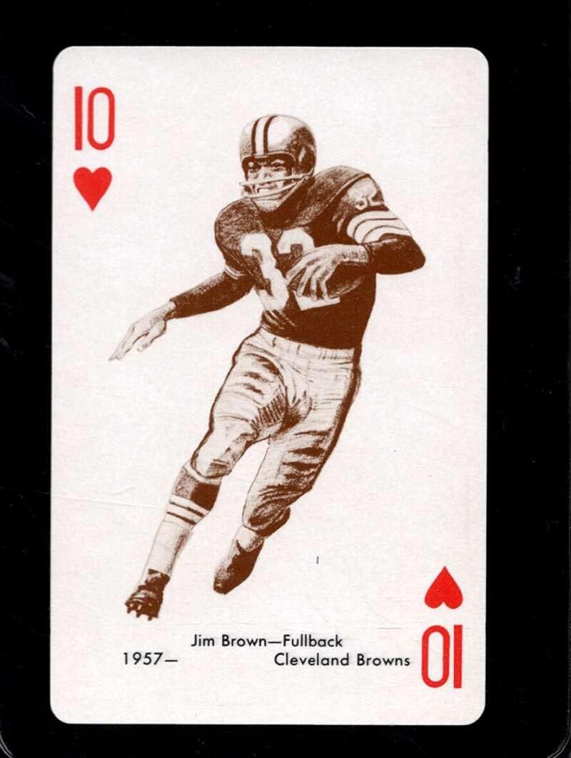 1963 STANCRAFT PLAYING CARDS GREEN BACKS #10-HEARTS JIM BROWN NMMT BROWNS HOF