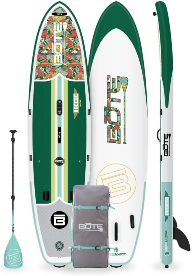BOTE 11' FT 6' Breeze Aero Inflatable Stand Up Paddle Board, MAGNEPod Compatible Blow Up iSUP Great for Adults Kids Family Travel Friendly Multiple Sizes Color Options