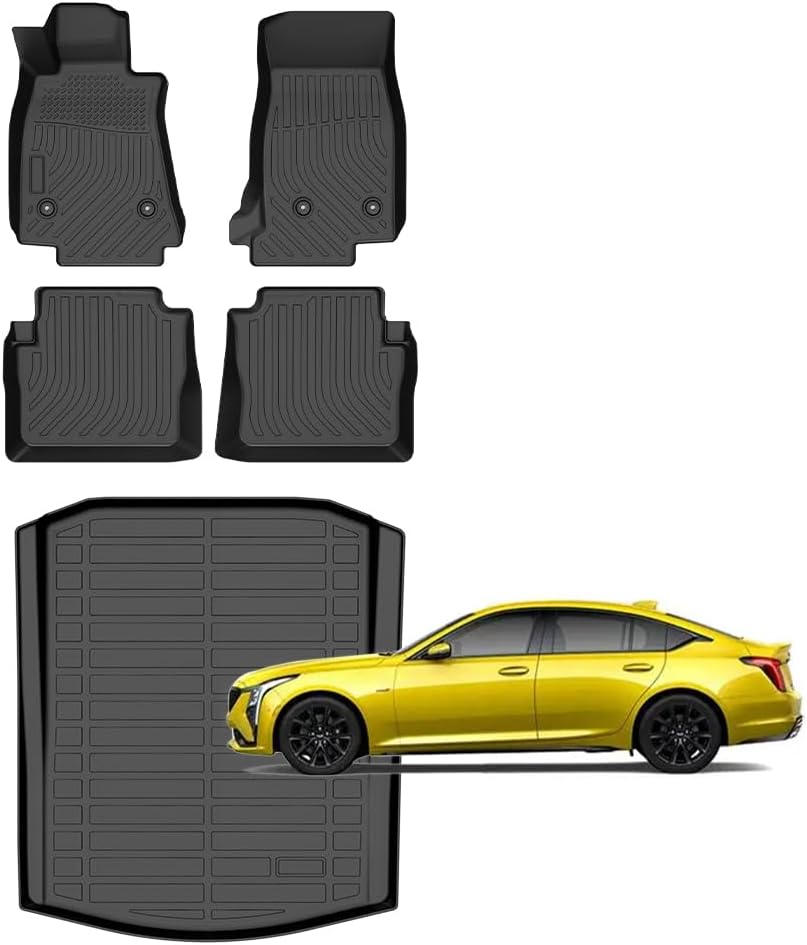 for Cadillac CT5 Floor Mats 2020-2026,Car Mats for Cadillac CT5 & CT5-V All Weather Floor Mats Cargo Liner Accessories 2020-2026