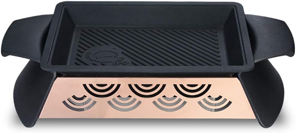 BBQ Barbeque 35cm Barbecue Grill,Korean Smokeless Alcohol Charcoal Barbecue Grill,Non-Stick Coating of Maifan Stone,Seafood Plate (Size : 40cm*12cm)