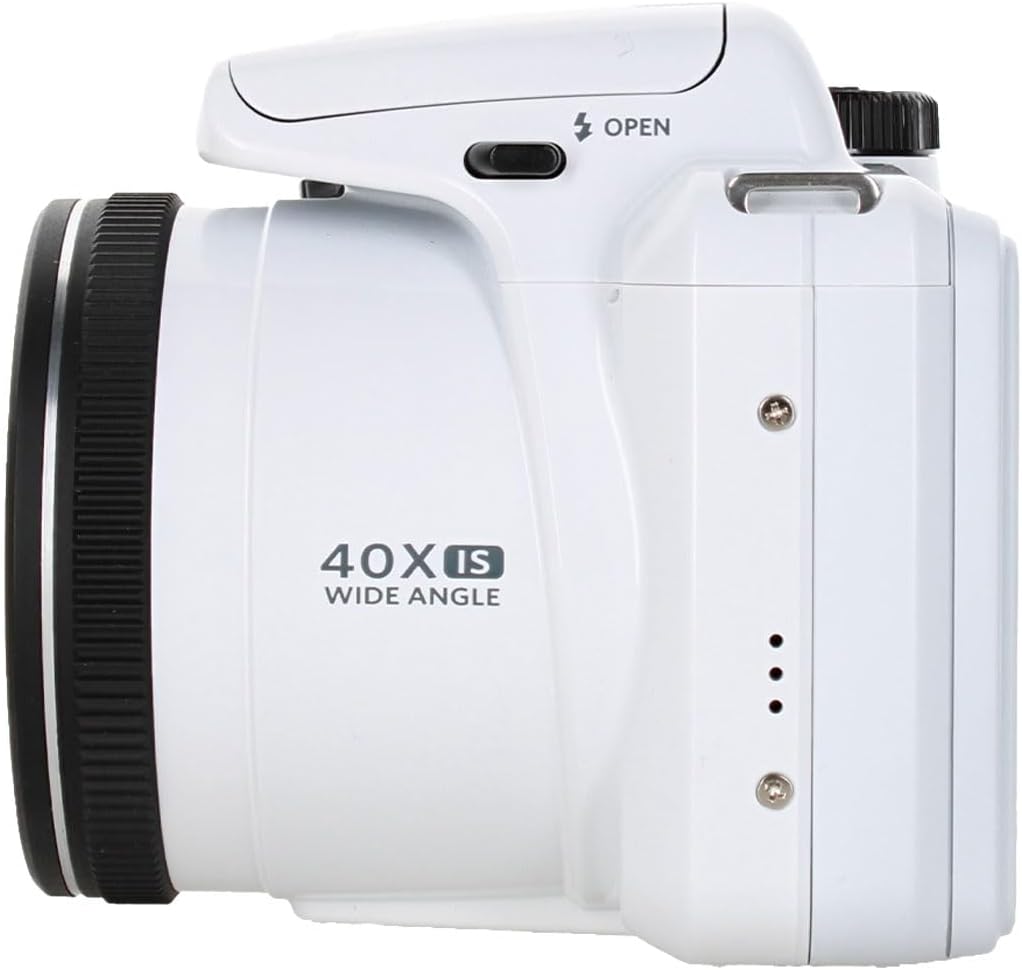 Kodak Pixpro AZ405 Digital Camera in White (AZ405WH) Bundle Including: 128 GB Memory Card, Rechargeable Batteries, Case, Flexible Tripod, Neck Strap, Lens Caps, Full Cleaning Kit, More Accessories
