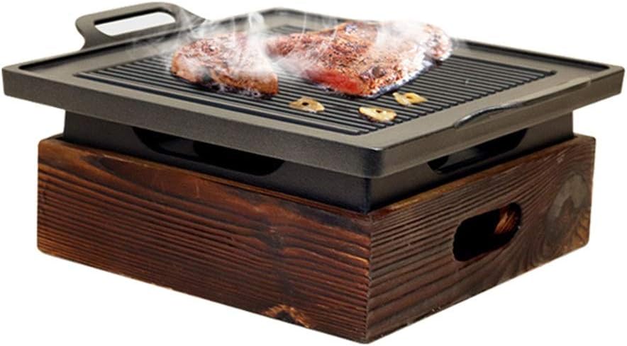 BBQ Grill Outdoor Portable BBQ Grill Korean Japanese Barbecue Grill Charcoal BBQ Oven Household Non-stick Cooking Tools (Size : 32 * 21 * 10.4cm) (Black 23 * 23 * 9.7cm)