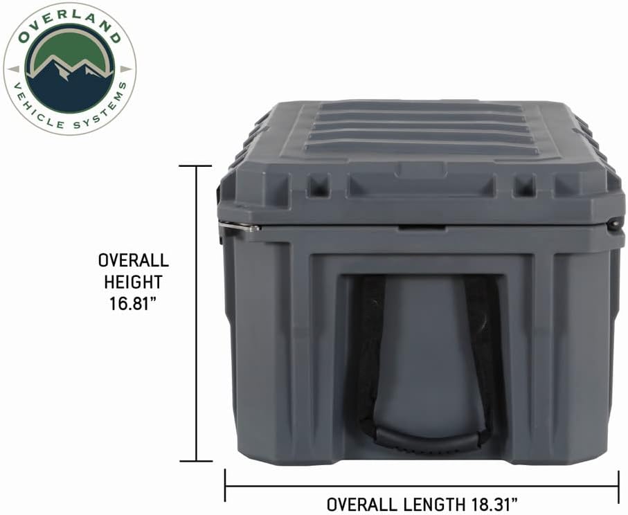 Overland Vehicle Systems 40100011 Dark Gray 95 QT Dry Box Storage with Drain and Bottle Opener | Waterproof Seal | Heavy-Duty Latches and Nylon Handles | Keeps Gear Safe, Dry and Organized