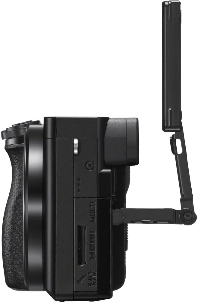 Sony Alpha a6100 Mirrorless Digital Camera (ILCE6100L/B) with 16-50mm Lenses with Flash, Extra Battery, 64GB Memory Card, Padded Bag, and More - Extra Battery Bundle (Renewed)