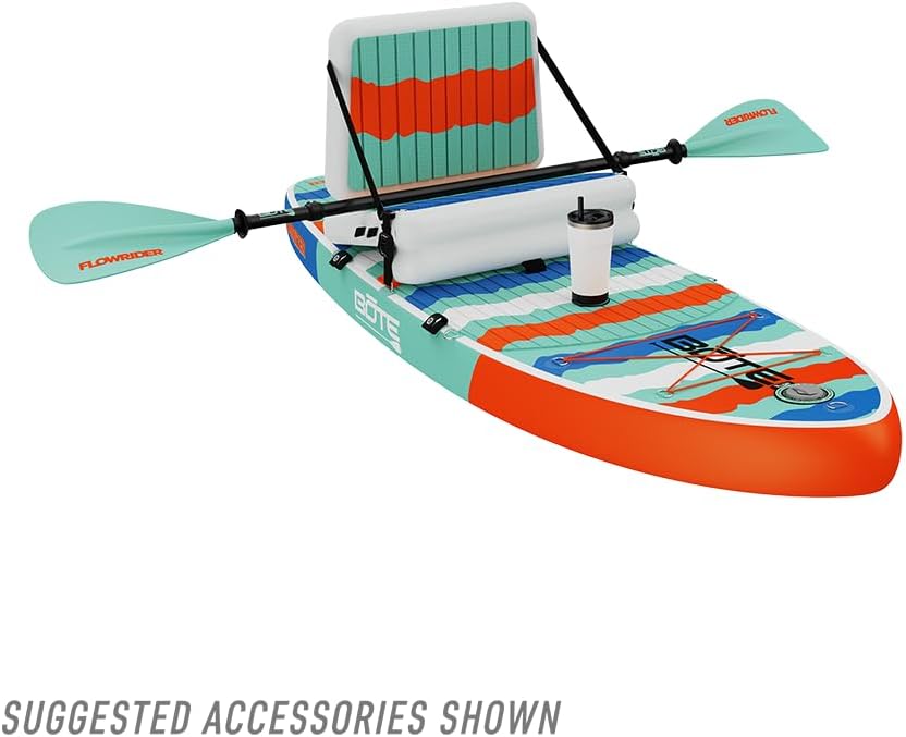 BOTE 8' FT Flow Rider Aero Inflatable Stand Up Paddle Board Hybrid Kayak Kit Includes Adjustable Aero SUP seat Adaptable Kayak iSUP Packable Paddle iSUP Travel Bag Blow Up Pump