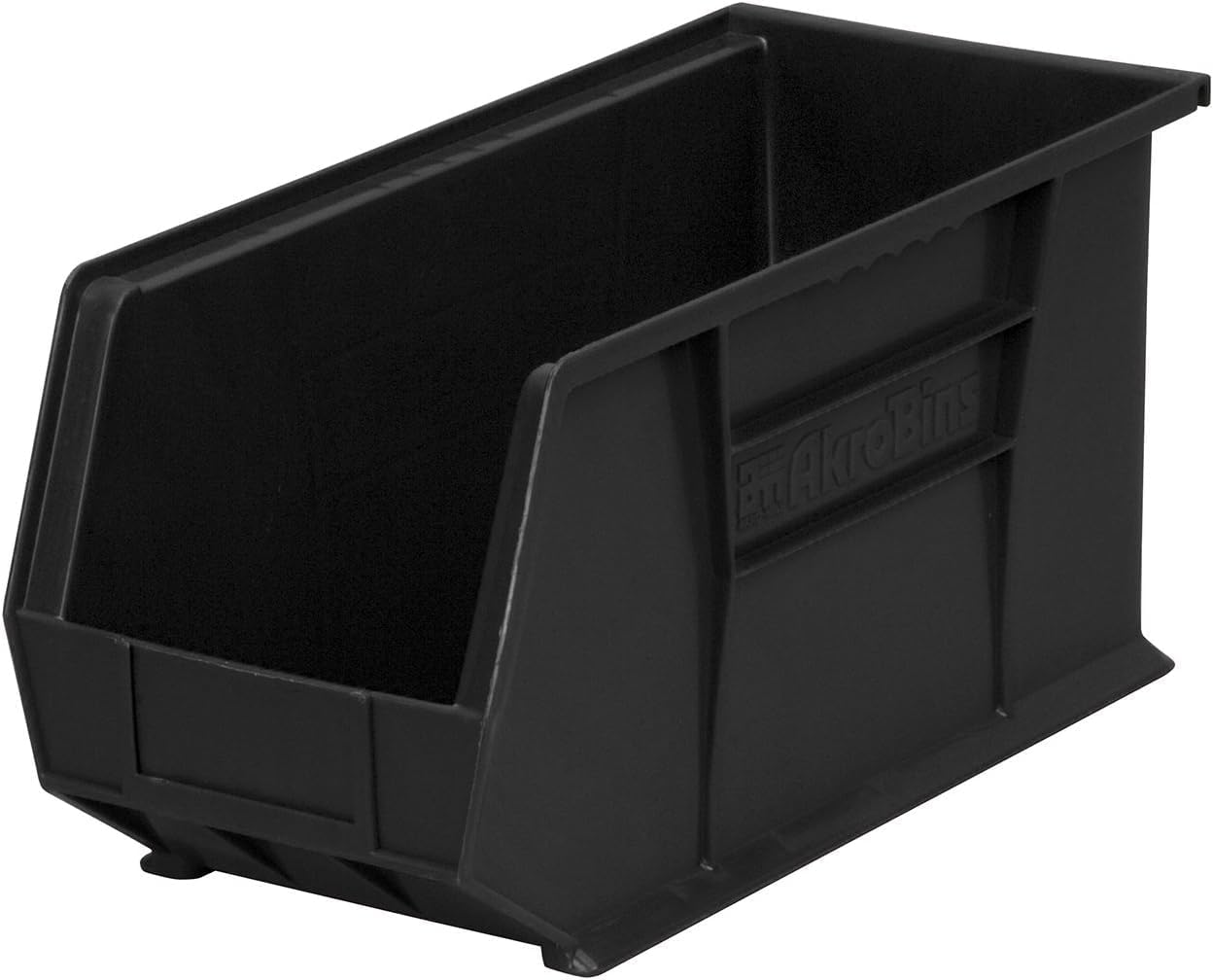 Akro-Mils 30265 AkroBins Plastic Storage Bins, Space-Saving Stackable Bins for Garage, Pantry, Craft Organization, 18-' x 8.25-' x 9-', Black, 6-Pack