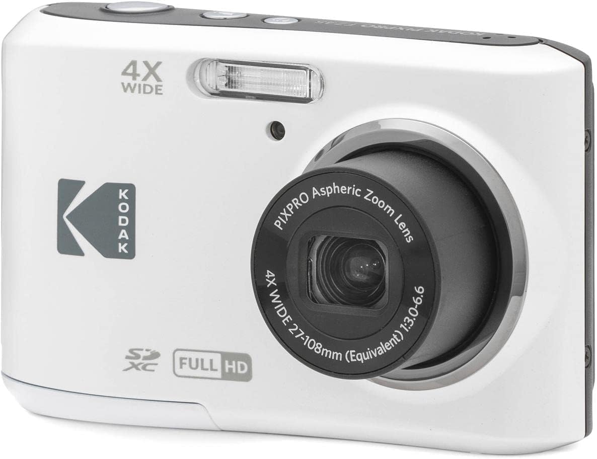 KODAK PIXPRO FZ45 16MP CMOS Sensor Digital Camera 5X Optical Zoom with Sunshine Photo Microfiber Cleaning Cloth (Advanced Bundle, White)