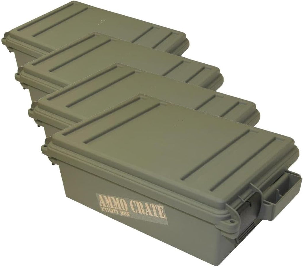 MTM ACR4-18 Ammo Crate Utility Box-Carry up to 65lbs of gear-Stackable design,double padlock for security - Water-resistant O-ring seal - Army Green,(Pack of 4)