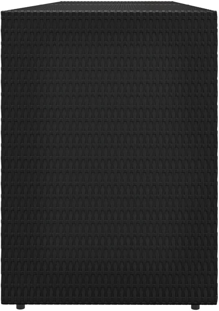 Black Modern Outdoor Garden Storage Cabinet Deck Box 78' x 31.5' x 21.9' Poly Rattan & Steel