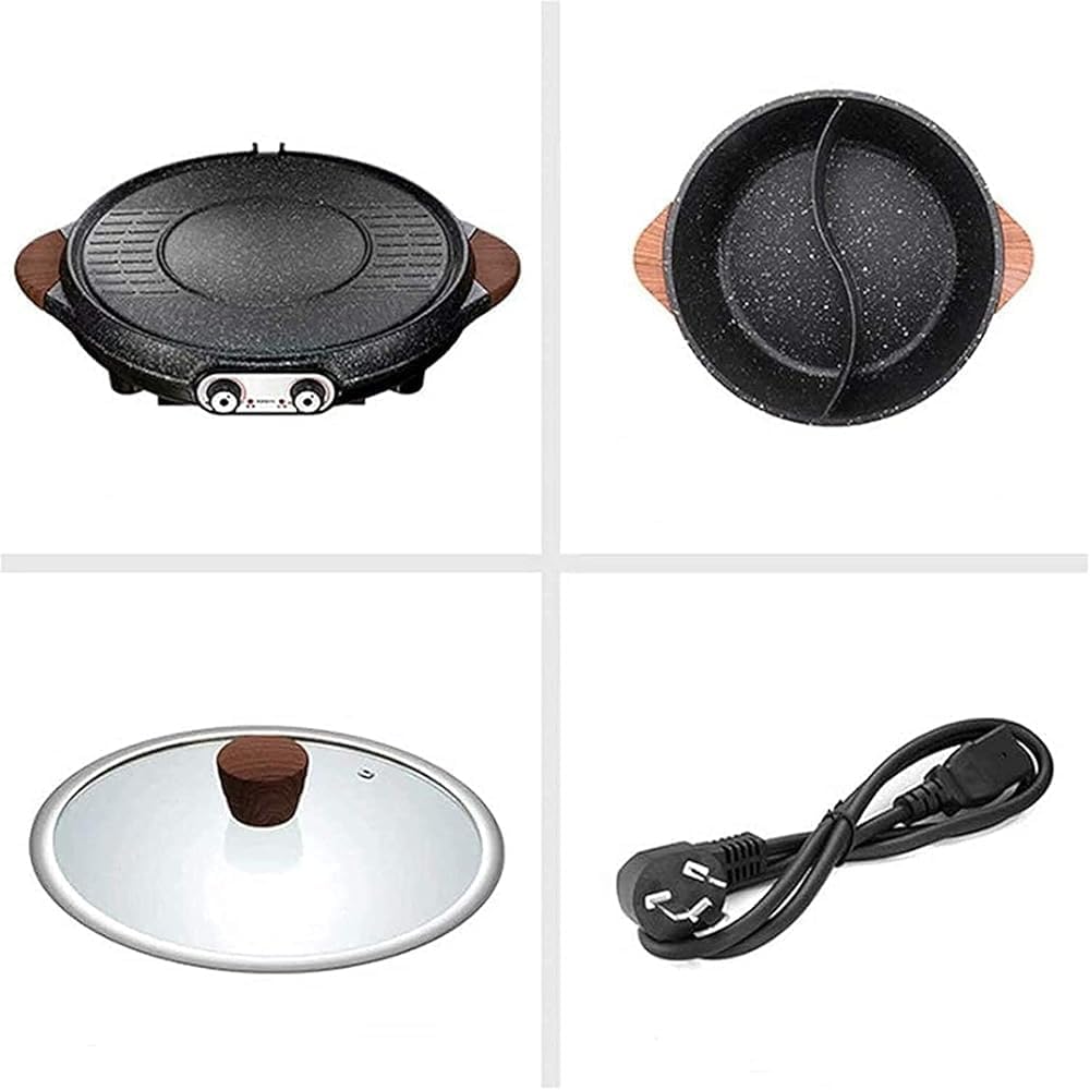 2100W Korean BBQ Electric Grill Multifunctional Indoor Hot Pot & Teppanyaki Grill with Intelligent Temperature Control and Divider for Family Gatherings