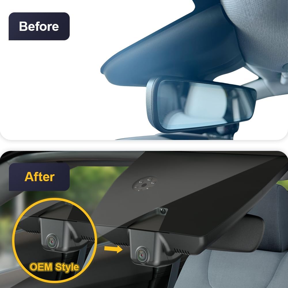 Fitcamx 2K Dual Dash Cam Adapts for Hyundai IONIQ 6 2023 2024 2025 Limited SEL (Has Auto-Dimming), OEM Style, Front 1440P+Rear 1080P Video, WiFi & APP, Loop Recording, G-Sensor, Easy to Set, 64GB Card