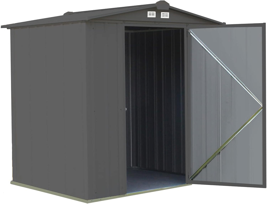 ARROW 6' x 5' EZEE Galvanized Steel Low Gable Shed Charcoal, Storage Shed with Peak Style Roof