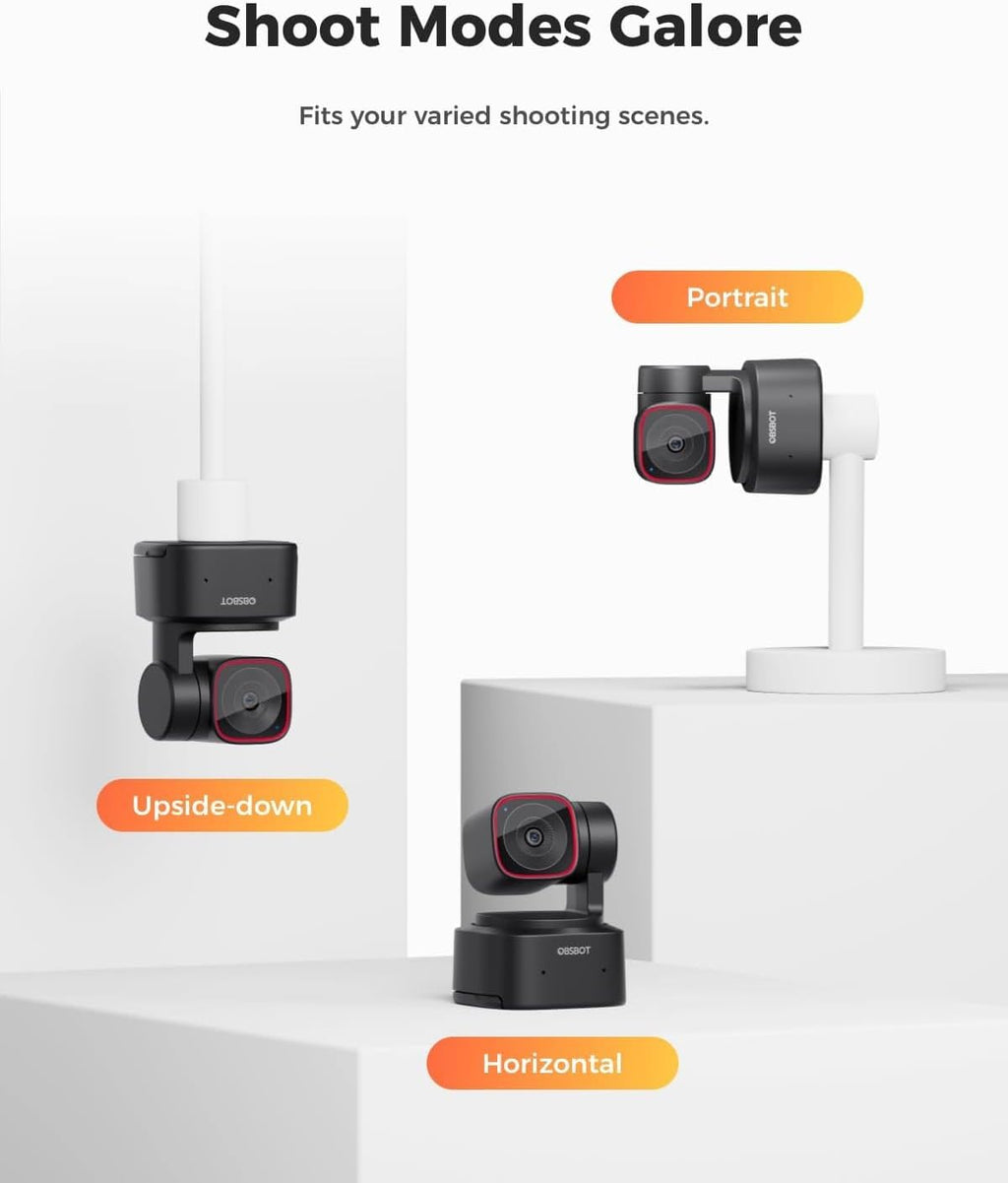 OBSBOT Tiny 2 Lite AI-Powered 4K UHD PTZ Webcam,1/2' CMOS 4X Digital Zoom AI Auto Tracking with Auto Zoom Gesture Control 2.0, LiveStream for Game/Meeting/Online Educate, W Mini Tripod