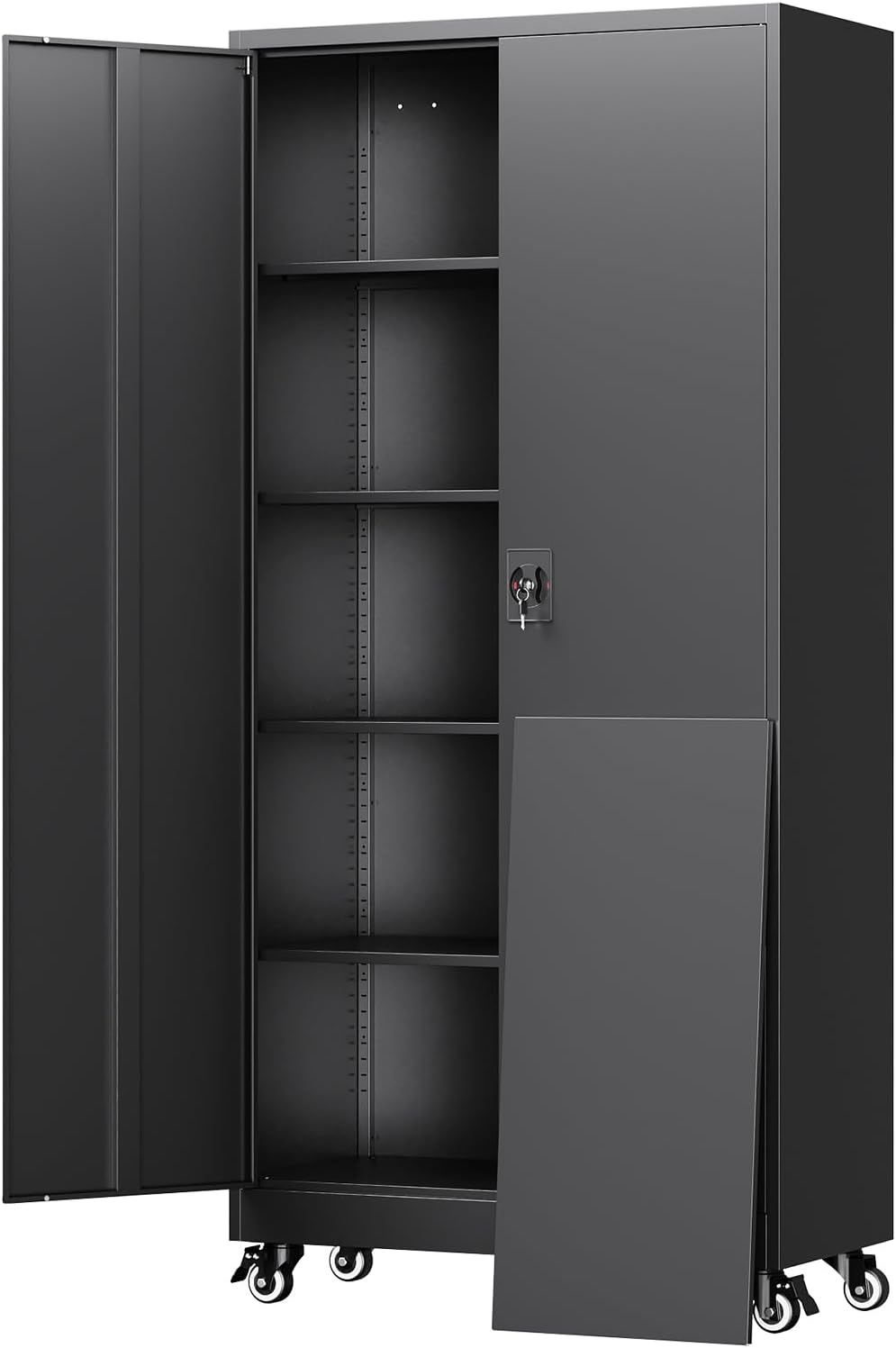 Yizosh Metal Garage Storage Cabinet with Locking Doors and Adjustable Shelves,- 75' Rolling Steel Tool Cabinet for Home Office,Garage,Warehouse