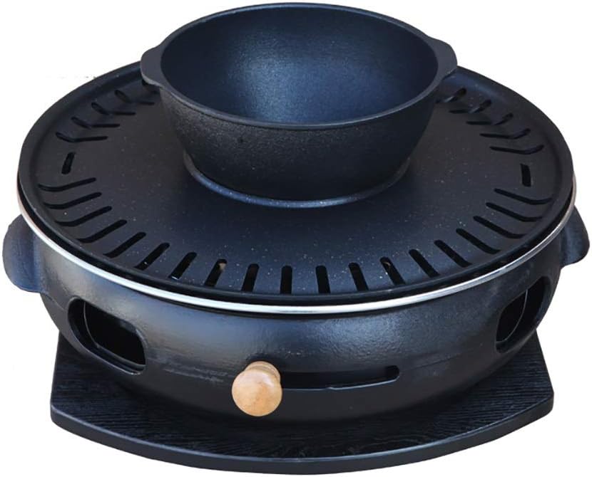 BBQ Barbeque Barbecue Grill,Large Cast Iron Barbecue Meat Stove,Korean Smoke-Free Household Charcoal Grill,Indoor Outdoor,15 Styles (Color : E)