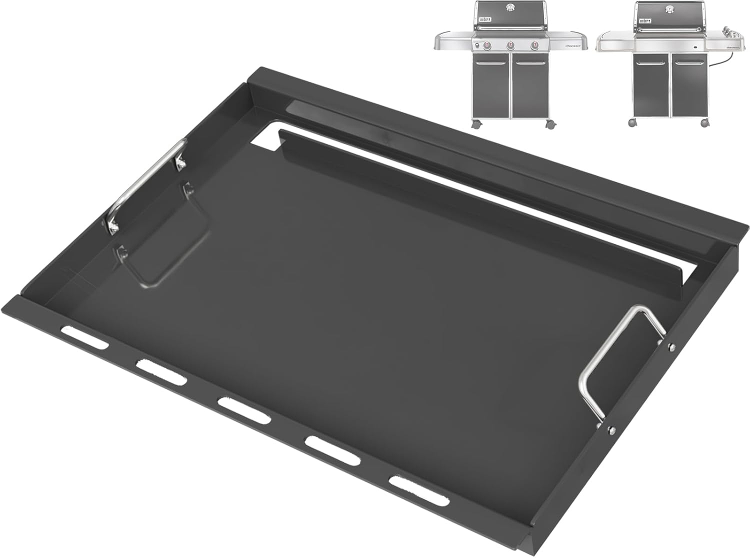 Full Size Griddle Insert for Weber Genesis 300 Series Gas Grills, 7524 Flat Top Grill Griddle Insert with Handles for Weber Genesis E310 E320 S330 EP310 EP320 EP330 CEP-310 Series, Carbon Steel