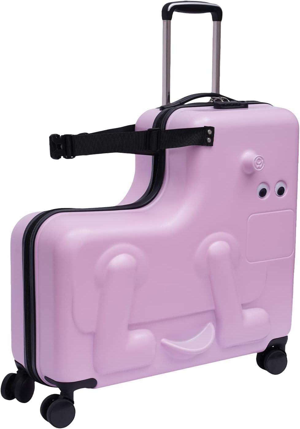 24' Kids Ride On Suitcase with Wheels & Safety Belt, Ride-On Suitcase with DIY Stickers & with Password Lock, Suitcase for Boys & Girls Ages 4-12 Years (Pink)