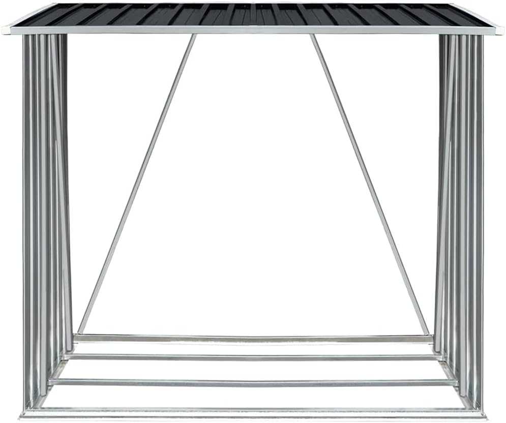 vidaXL Log Storage Shed, Log Holder with Roof, Log Storage Shed, Firewood Rack for Backyard Garden Patio Porch, Anthracite Galvanized Steel 64.2'