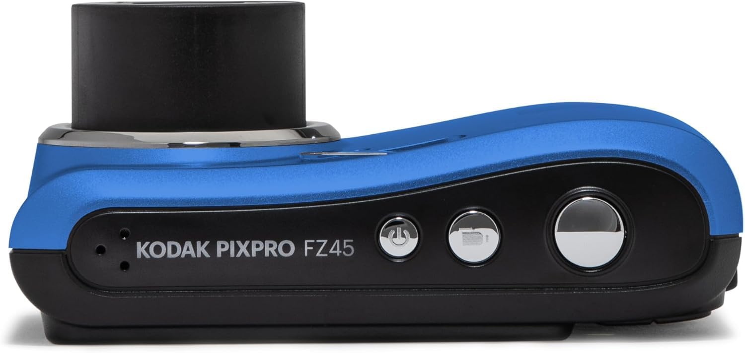 KODAK PIXPRO FZ45 16MP CMOS Sensor Digital Camera 5X Optical Zoom with Sunshine Photo Microfiber Cleaning Cloth (Basic Bundle, Blue)
