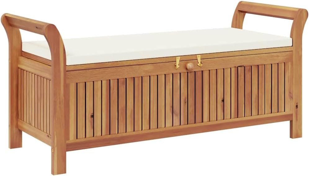 vidaXL Garden Storage Bench Cream White, Natural Wood