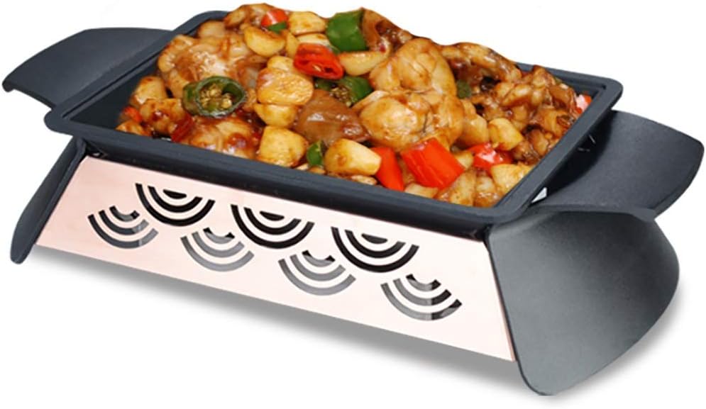 BBQ Barbeque Barbecue Grill,35cm Korean Smokeless Alcohol Charcoal Barbecue Grill,Non-Stick Coating of Maifan Stone,Seafood Plate (Size : 35cm*12cm)
