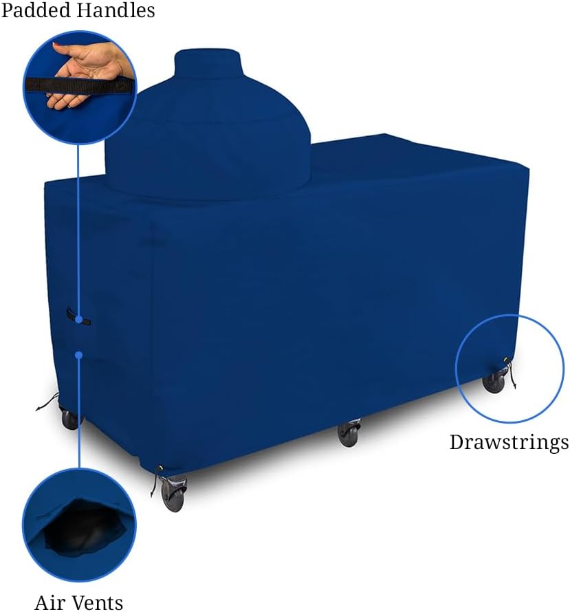 Covers & all Big Egg Grill Outdoor Patio Covers 18 Oz Waterproof - 100% UV & Weather Resistant PVC Coated Patio Furniture Covers with Air Pockets & Drawstring for Snug fit (60'L x 36'D x 50'H, Blue)