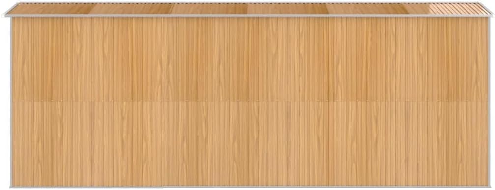 vidaXL Outdoor Garden Shed - Storage for Tools and Equipment - Galvanized Steel - Light Brown - Double Sliding Doors - 75.6'x205.9'x87.8'