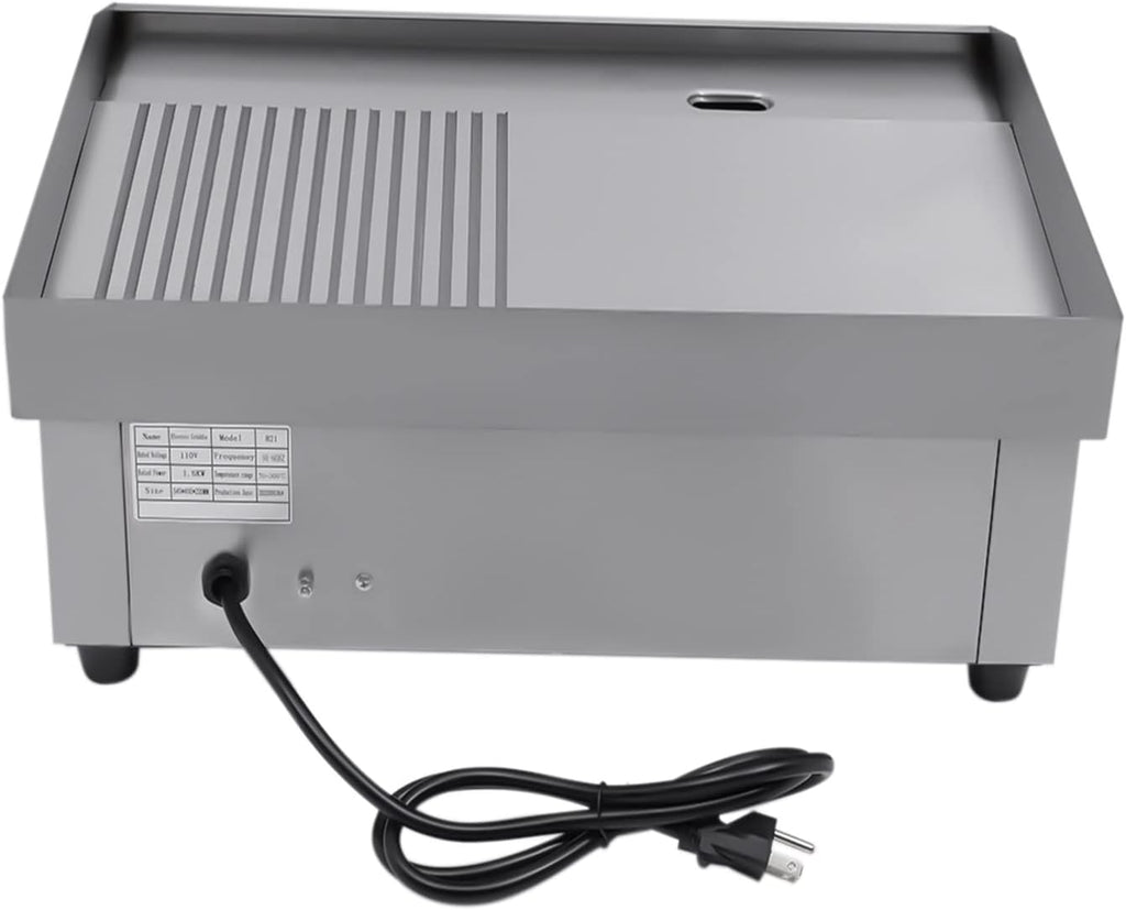 22' Commercial Electric Griddle Countertop Flat Top Griddle Stainless Steel Hibachi Teppanyaki Grill BBQ Plate 122-572℉ Adjustable Temp Control for Restaurant Kitchen,110V (1600W-1)