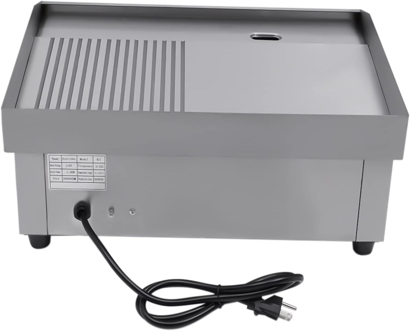 22' Commercial Electric Griddle Countertop Flat Top Griddle Stainless Steel Hibachi Teppanyaki Grill BBQ Plate 122-572℉ Adjustable Temp Control for Restaurant Kitchen,110V (1600W-1)