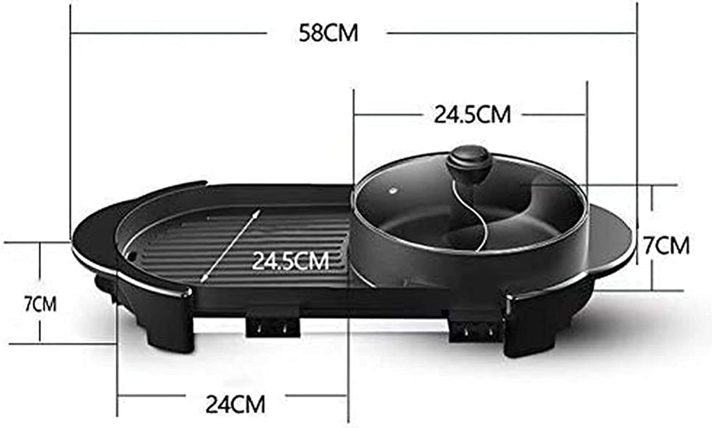 Indoor Korean Barbecue Grill Portable Electric Grill, BBQ Hot Pot Double Pot, One-piece Electric Cooker, Electric Hot Pot Electric Barbecue Electric Baking Pan, Barbecue grills (Size : Medium)