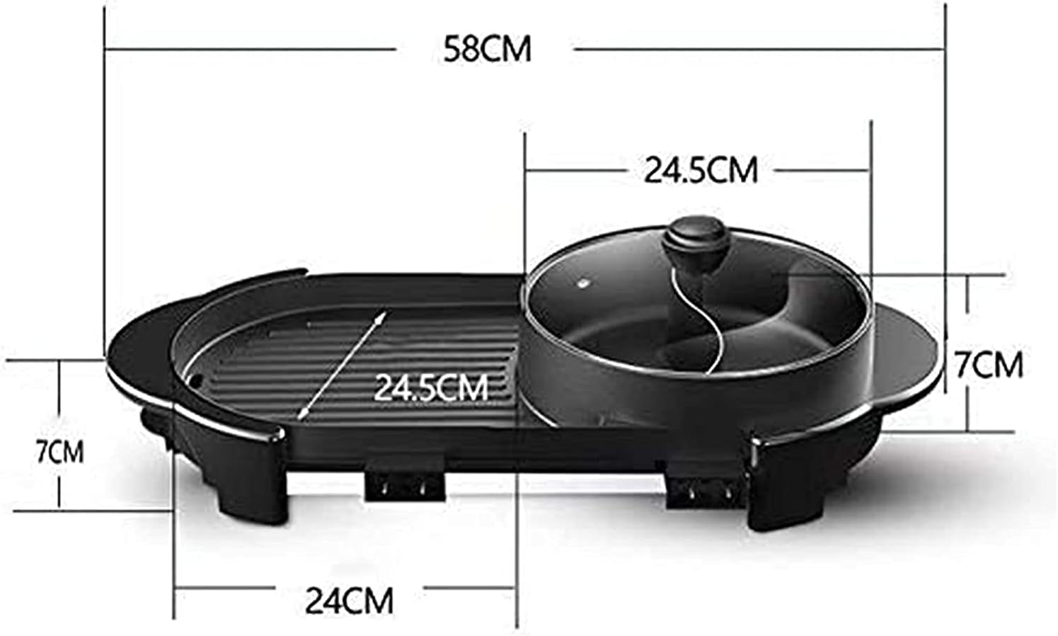 Indoor Korean Barbecue Grill Portable Electric Grill, BBQ Hot Pot Double Pot, One-piece Electric Cooker, Electric Hot Pot Electric Barbecue Electric Baking Pan, Barbecue grills (Size : Medium)